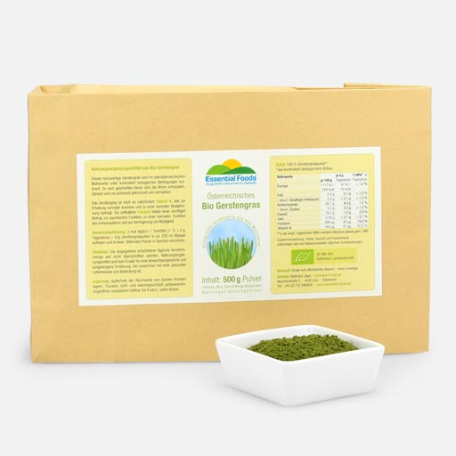 500 g Bio Gerstengras Nachfüllbeutel 500 g Bio Gerstengras Nachfüllbeutel